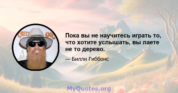 Пока вы не научитесь играть то, что хотите услышать, вы лаете не то дерево.