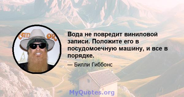 Вода не повредит виниловой записи. Положите его в посудомоечную машину, и все в порядке.