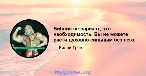 Библия не вариант, это необходимость. Вы не можете расти духовно сильным без него.