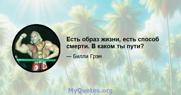 Есть образ жизни, есть способ смерти. В каком ты пути?