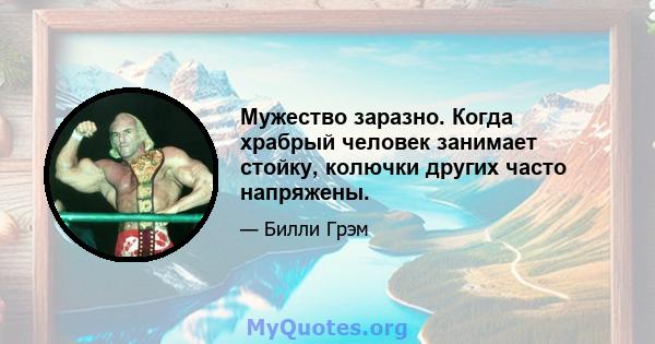 Мужество заразно. Когда храбрый человек занимает стойку, колючки других часто напряжены.