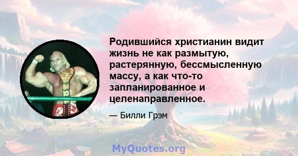 Родившийся христианин видит жизнь не как размытую, растерянную, бессмысленную массу, а как что-то запланированное и целенаправленное.