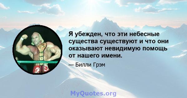 Я убежден, что эти небесные существа существуют и что они оказывают невидимую помощь от нашего имени.