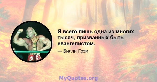 Я всего лишь одна из многих тысяч, призванных быть евангелистом.