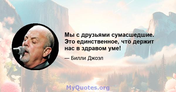 Мы с друзьями сумасшедшие. Это единственное, что держит нас в здравом уме!