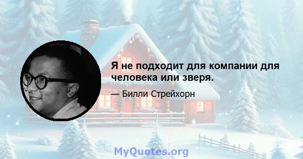 Я не подходит для компании для человека или зверя.