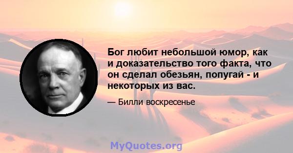 Бог любит небольшой юмор, как и доказательство того факта, что он сделал обезьян, попугай - и некоторых из вас.