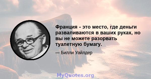 Франция - это место, где деньги разваливаются в ваших руках, но вы не можете разорвать туалетную бумагу.