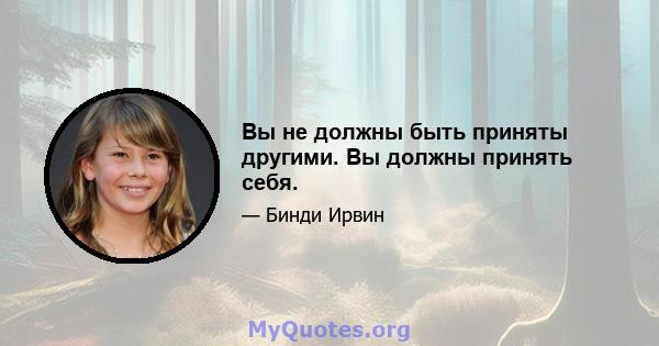 Вы не должны быть приняты другими. Вы должны принять себя.