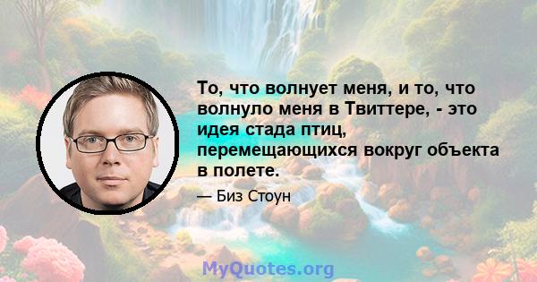 То, что волнует меня, и то, что волнуло меня в Твиттере, - это идея стада птиц, перемещающихся вокруг объекта в полете.