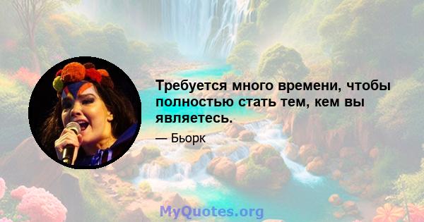 Требуется много времени, чтобы полностью стать тем, кем вы являетесь.