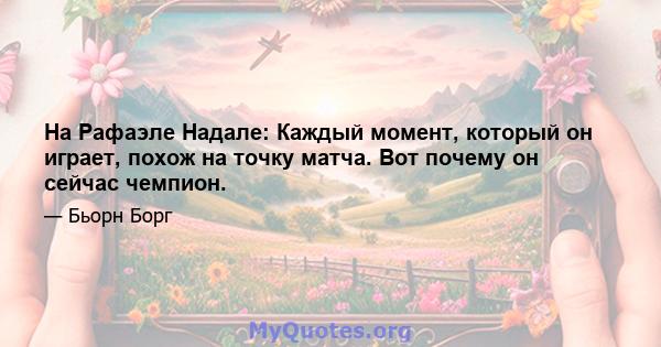 На Рафаэле Надале: Каждый момент, который он играет, похож на точку матча. Вот почему он сейчас чемпион.