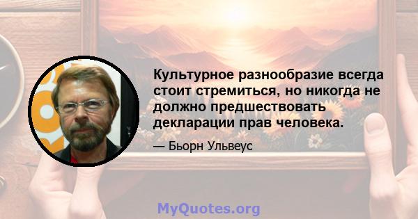 Культурное разнообразие всегда стоит стремиться, но никогда не должно предшествовать декларации прав человека.