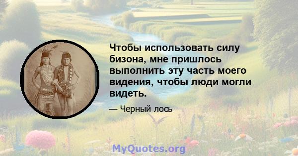 Чтобы использовать силу бизона, мне пришлось выполнить эту часть моего видения, чтобы люди могли видеть.