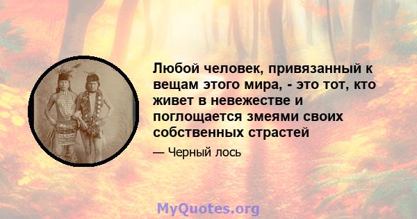 Любой человек, привязанный к вещам этого мира, - это тот, кто живет в невежестве и поглощается змеями своих собственных страстей