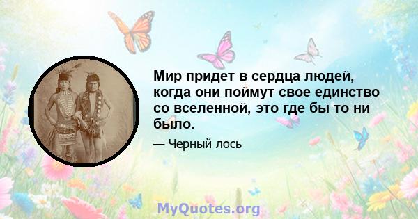 Мир придет в сердца людей, когда они поймут свое единство со вселенной, это где бы то ни было.