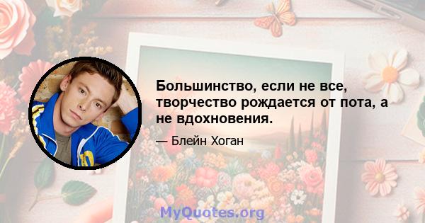 Большинство, если не все, творчество рождается от пота, а не вдохновения.