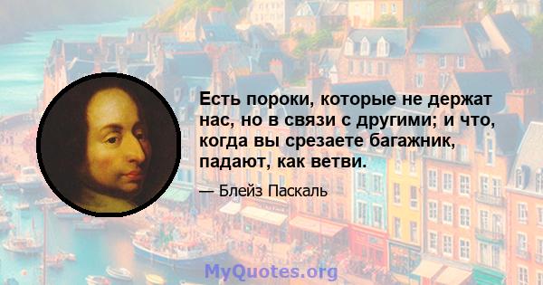 Есть пороки, которые не держат нас, но в связи с другими; и что, когда вы срезаете багажник, падают, как ветви.