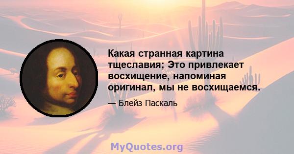 Какая странная картина тщеславия; Это привлекает восхищение, напоминая оригинал, мы не восхищаемся.