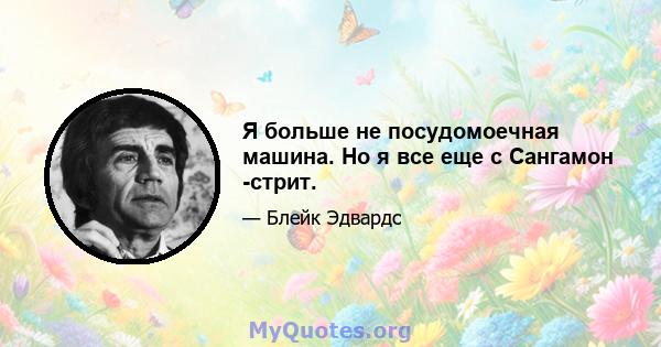 Я больше не посудомоечная машина. Но я все еще с Сангамон -стрит.