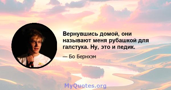 Вернувшись домой, они называют меня рубашкой для галстука. Ну, это и педик.