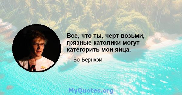 Все, что ты, черт возьми, грязные католики могут категорить мои яйца.