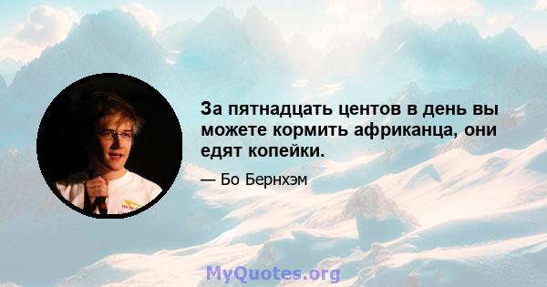 За пятнадцать центов в день вы можете кормить африканца, они едят копейки.