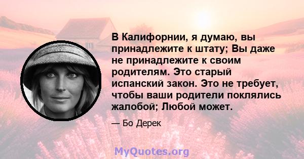 В Калифорнии, я думаю, вы принадлежите к штату; Вы даже не принадлежите к своим родителям. Это старый испанский закон. Это не требует, чтобы ваши родители поклялись жалобой; Любой может.