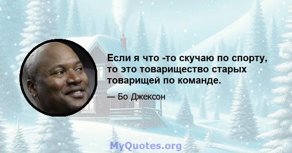 Если я что -то скучаю по спорту, то это товарищество старых товарищей по команде.