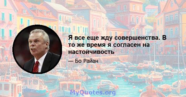 Я все еще жду совершенства. В то же время я согласен на настойчивость