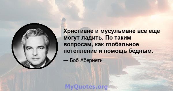 Христиане и мусульмане все еще могут ладить. По таким вопросам, как глобальное потепление и помощь бедным.