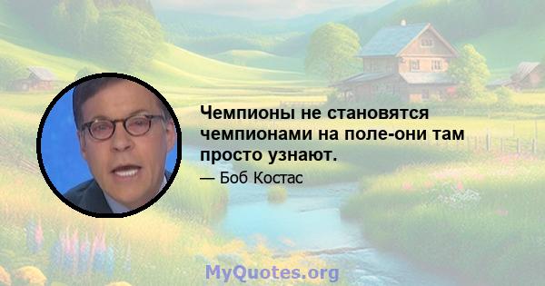 Чемпионы не становятся чемпионами на поле-они там просто узнают.