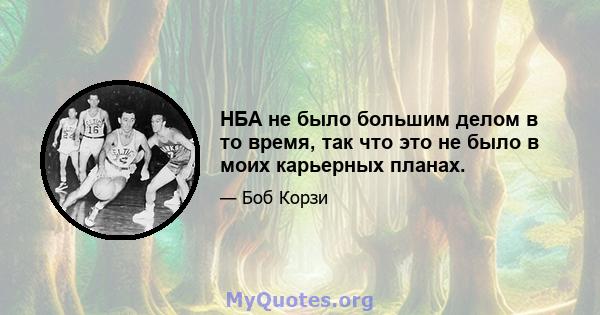 НБА не было большим делом в то время, так что это не было в моих карьерных планах.