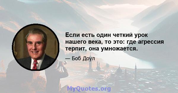 Если есть один четкий урок нашего века, то это: где агрессия терпит, она умножается.