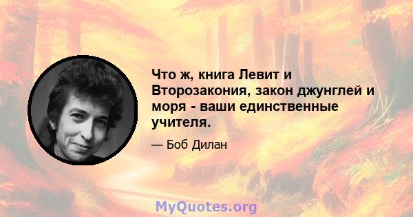 Что ж, книга Левит и Второзакония, закон джунглей и моря - ваши единственные учителя.