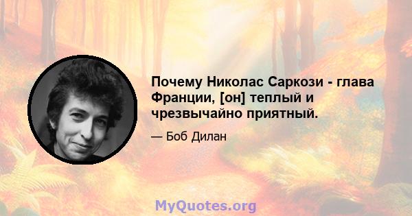 Почему Николас Саркози - глава Франции, [он] теплый и чрезвычайно приятный.