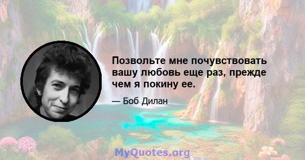 Позвольте мне почувствовать вашу любовь еще раз, прежде чем я покину ее.