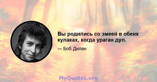 Вы родились со змеей в обеих кулаках, когда ураган дул.