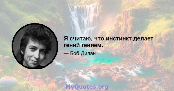 Я считаю, что инстинкт делает гений гением.