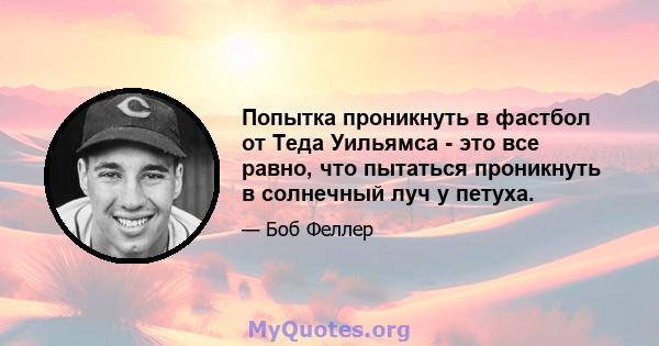 Попытка проникнуть в фастбол от Теда Уильямса - это все равно, что пытаться проникнуть в солнечный луч у петуха.