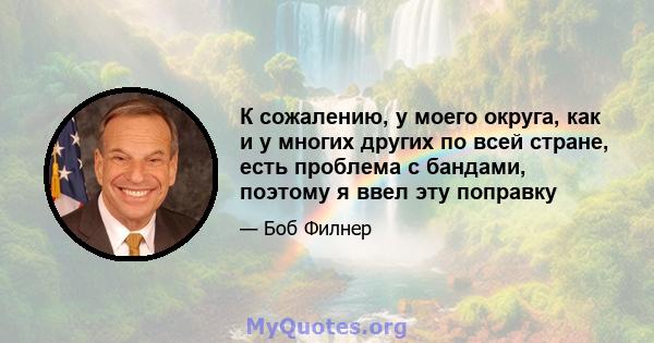 К сожалению, у моего округа, как и у многих других по всей стране, есть проблема с бандами, поэтому я ввел эту поправку