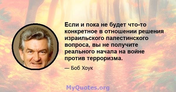 Если и пока не будет что-то конкретное в отношении решения израильского палестинского вопроса, вы не получите реального начала на войне против терроризма.