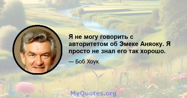 Я не могу говорить с авторитетом об Эмеке Аняоку. Я просто не знал его так хорошо.