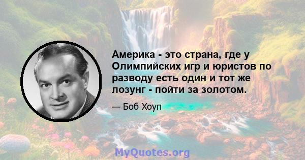 Америка - это страна, где у Олимпийских игр и юристов по разводу есть один и тот же лозунг - пойти за золотом.