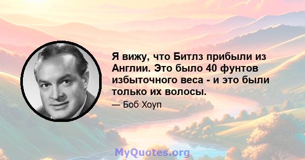 Я вижу, что Битлз прибыли из Англии. Это было 40 фунтов избыточного веса - и это были только их волосы.