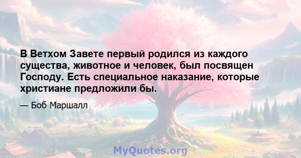 В Ветхом Завете первый родился из каждого существа, животное и человек, был посвящен Господу. Есть специальное наказание, которые христиане предложили бы.