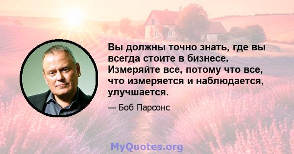 Вы должны точно знать, где вы всегда стоите в бизнесе. Измеряйте все, потому что все, что измеряется и наблюдается, улучшается.