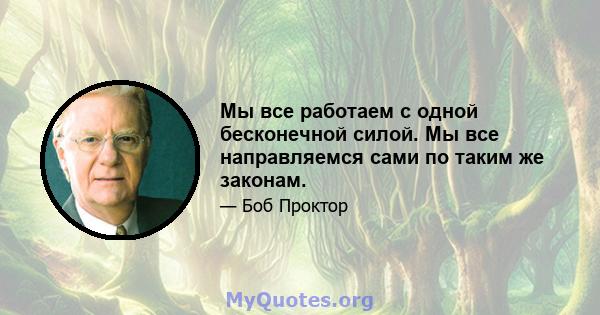 Мы все работаем с одной бесконечной силой. Мы все направляемся сами по таким же законам.