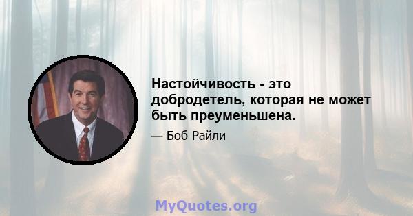 Настойчивость - это добродетель, которая не может быть преуменьшена.