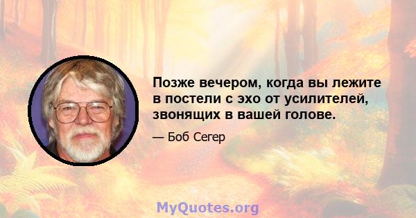 Позже вечером, когда вы лежите в постели с эхо от усилителей, звонящих в вашей голове.